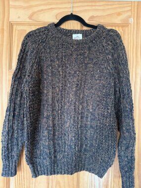 Bonner Ireland Cable Knit Sweater M/L Linen Cotton Made Ireland Fisherman